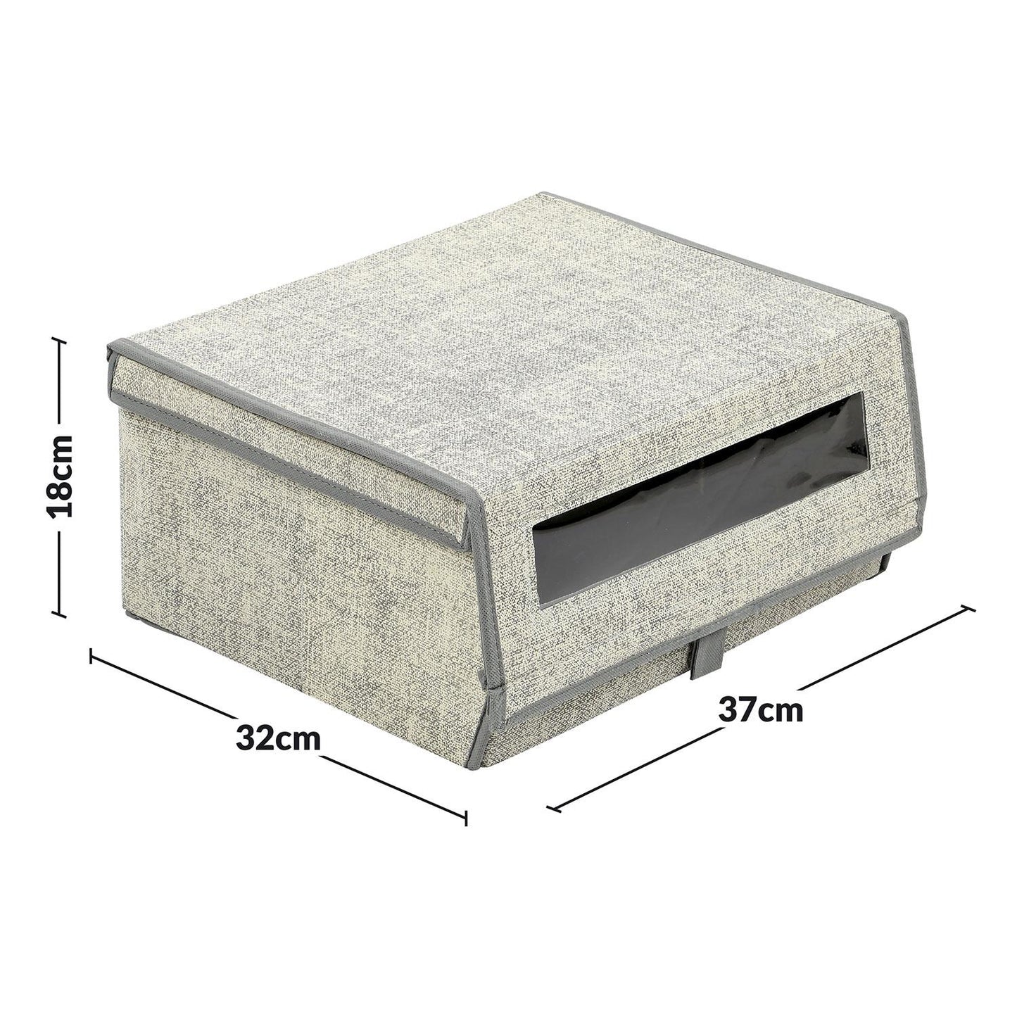 Taylor & Brown Set of 2 Large Fabric Stackable Shoe Storage Boxes with Lid & Transparent Window