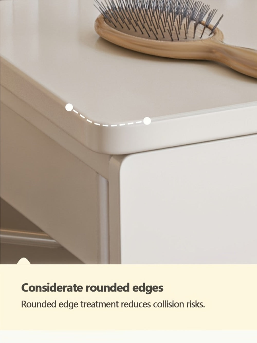 Space-Saving Vanity Dressing Table 80x40x126cm – Cream White Makeup Desk for Small Bedrooms, Rental Homes & Studio Flats, Modern Luxury Design