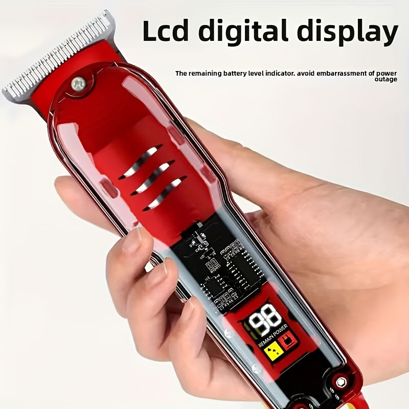 Men'S Electric Professional Hair Clipper And Beard Trimmer, Suitable for Hairdressing, Shaving, And Precise Trimming, USB Rechargeable, LCD Power Display, Convenient for Home And Car Travel