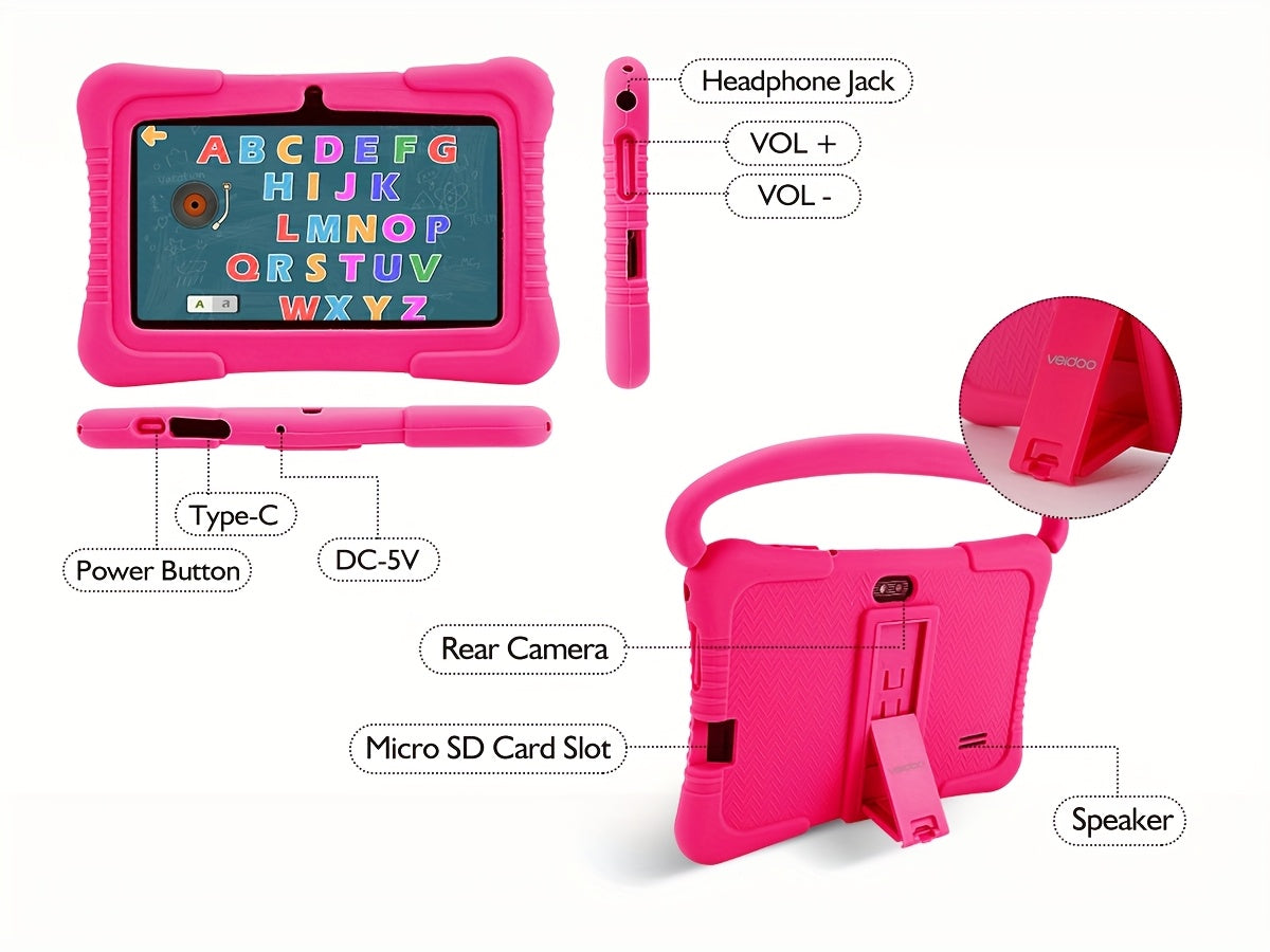 Kids Tablet, Tablet, 7-Inch Kids Tablets 32GB ROM 2GB RAM Android Tablet for Kids with 2.4G Wifi, GMS, Eye Protection, Educational, Parental Control, Tablet with Silicone Case, Pad, Tablet, Pad