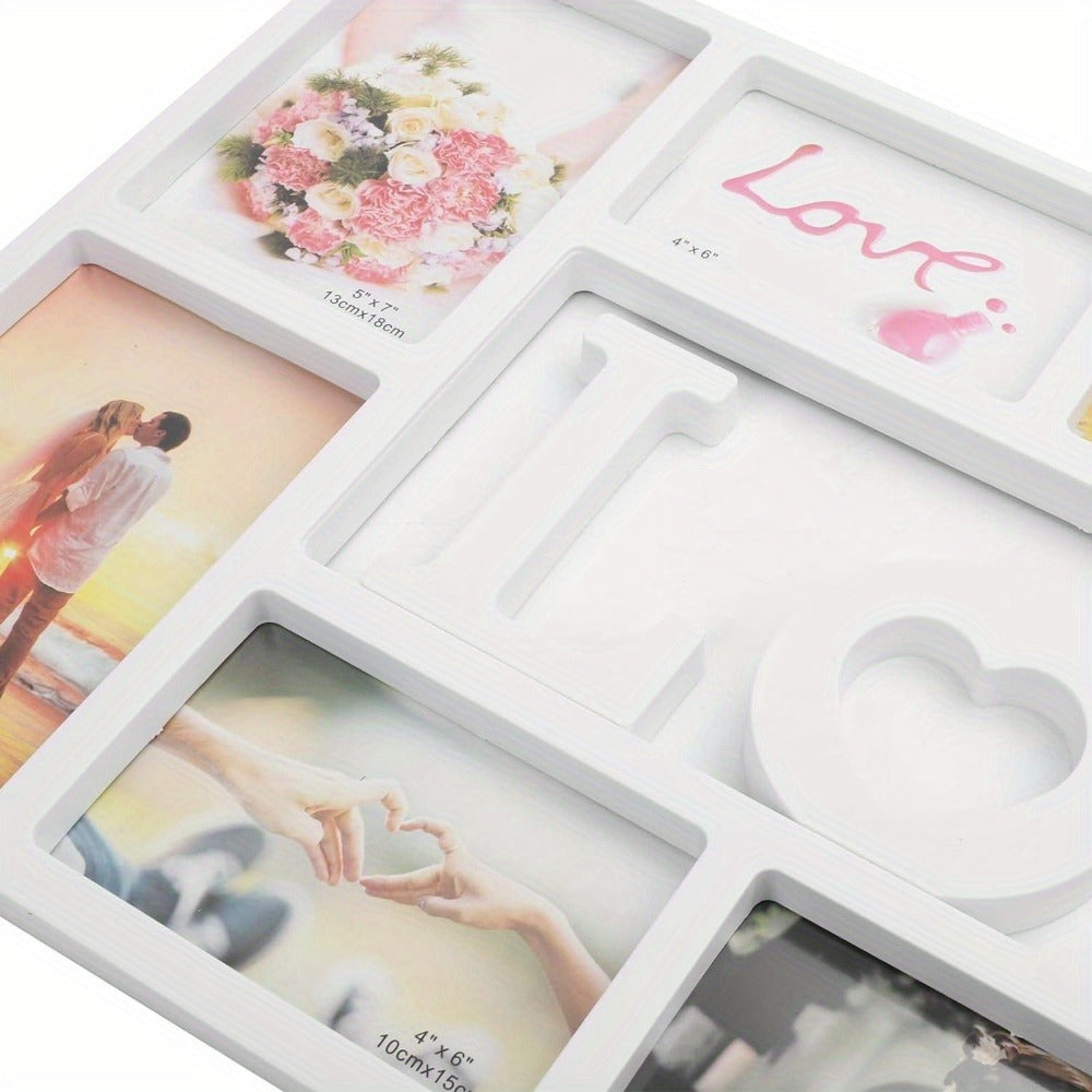 Family Love 10 Multi Aperture Photo Picture Frame Holds 6''X4'' 5''X7'' Photos