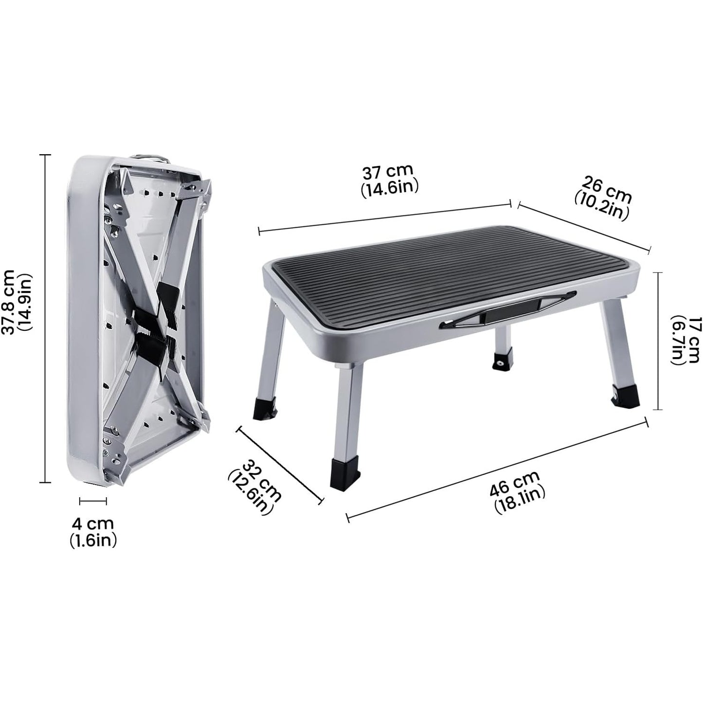 Folding Step, Folding Step Stool, Anti Slip Fold up Stool Caravan Steps Can Support up to 150 Kg for Game Table