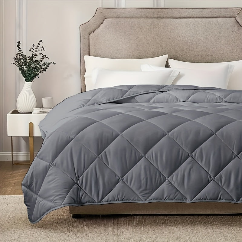Tog 2.5 | 7.5 | 13.5 Grey All-Season Diamond Quilted Duvet Quilt Comforter | All-Season Breathable Lightweight Warm Bedding Comforte for Home Hotel