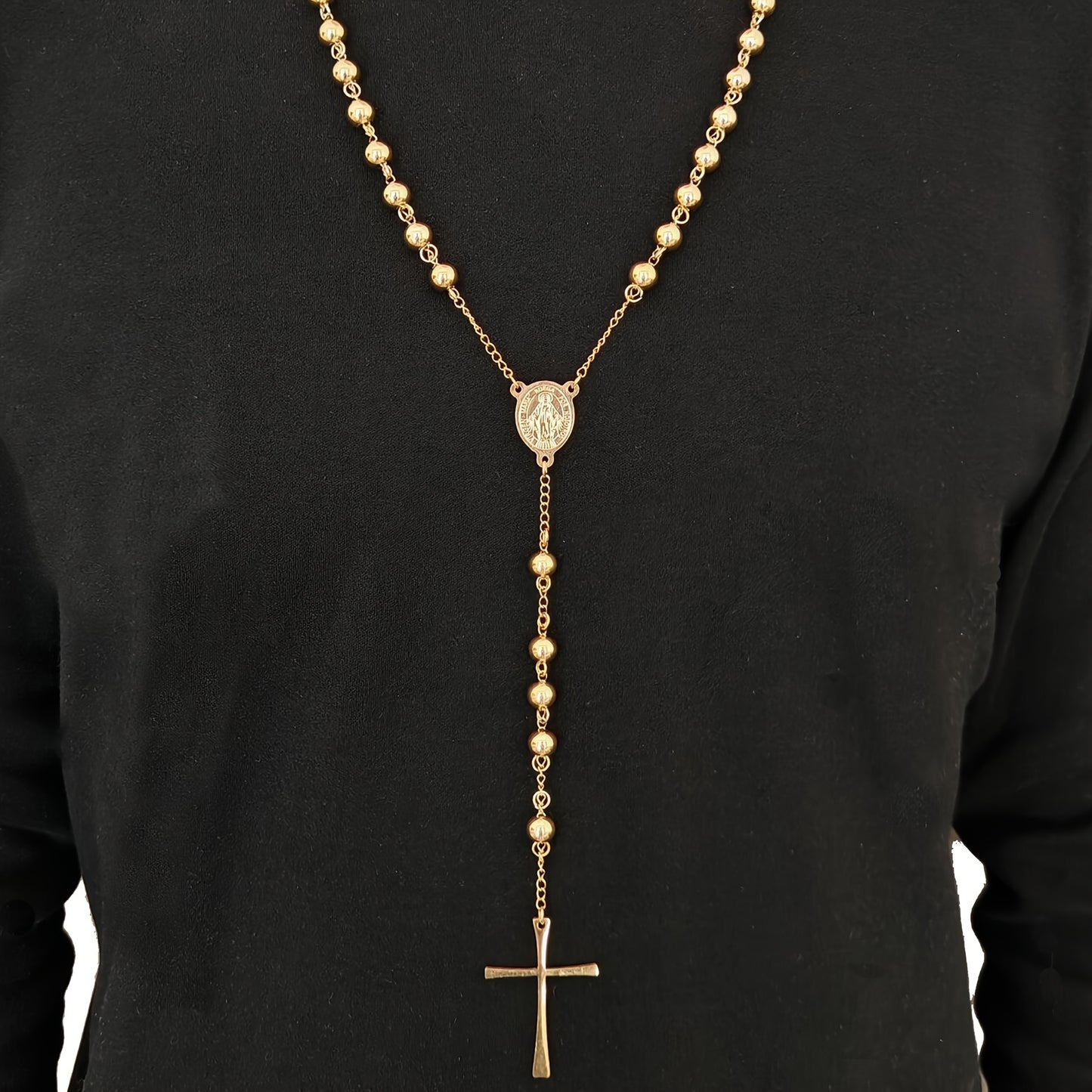 Elegant 304 Stainless Steel Rosary Necklace for Men and Women Rosary Cross Chain