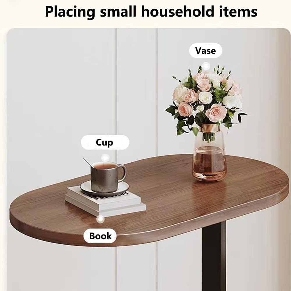 Modern C-Shaped Side Table with Hidden Base, Space-Saving Design, Multi-Functional Swivel Coffee Table, Versatile for Use As Nightstand, Sofa Side Table Or Decorative Accent Table for Home Office, Living Room & Conference Room