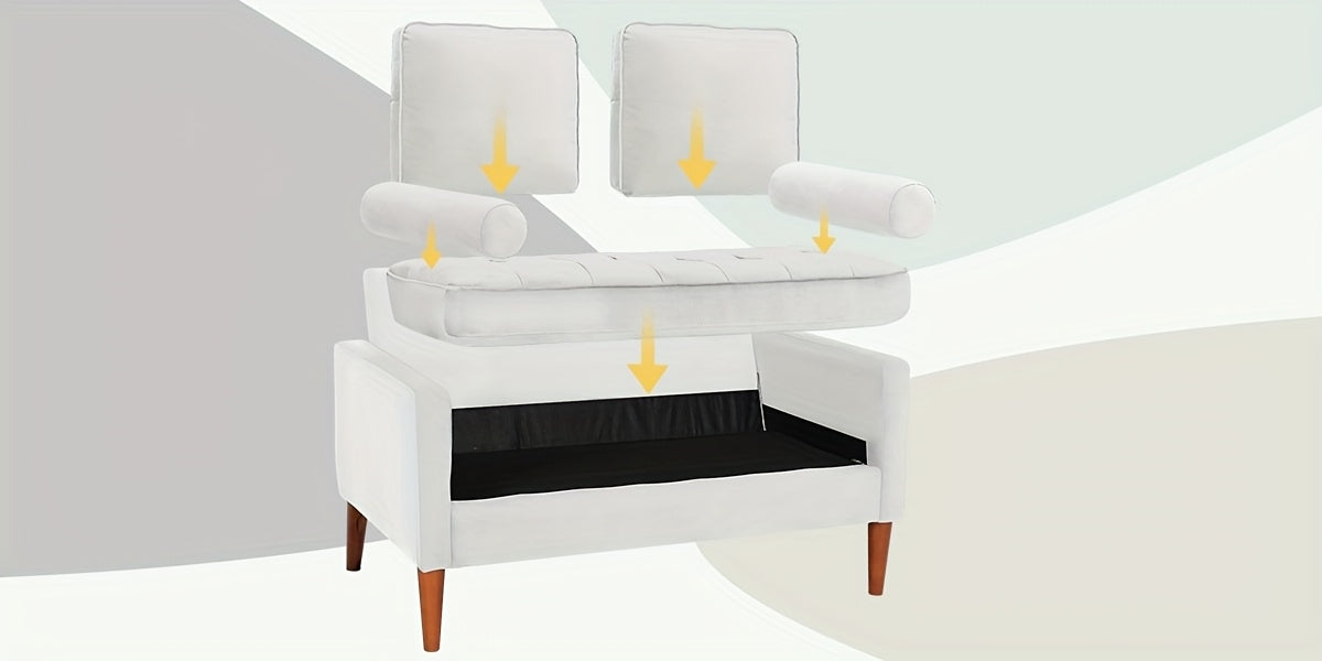 Vesgantti Small 2 Seater Sofa Beige, Comfy Couch with Spring Cushion, Velvet Sofa with Wood Legs, Modern Love Seat Sofa 2 Seater for Living Room, Small Couch for Bedroom, Beige Office Couch
