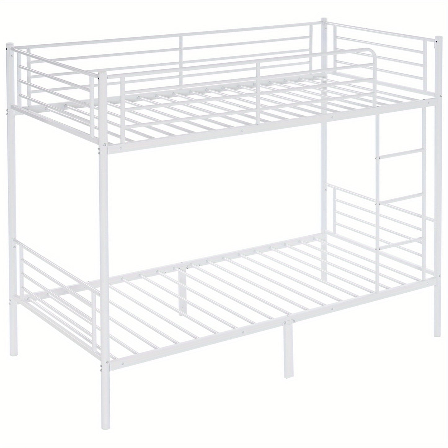 Heavy Duty Twin Over Twin Metal Bunk Bed with Safety Ladder Full Guardrails Underbed Storage Easy Assembly Black Bedroom Dorm Guest Room