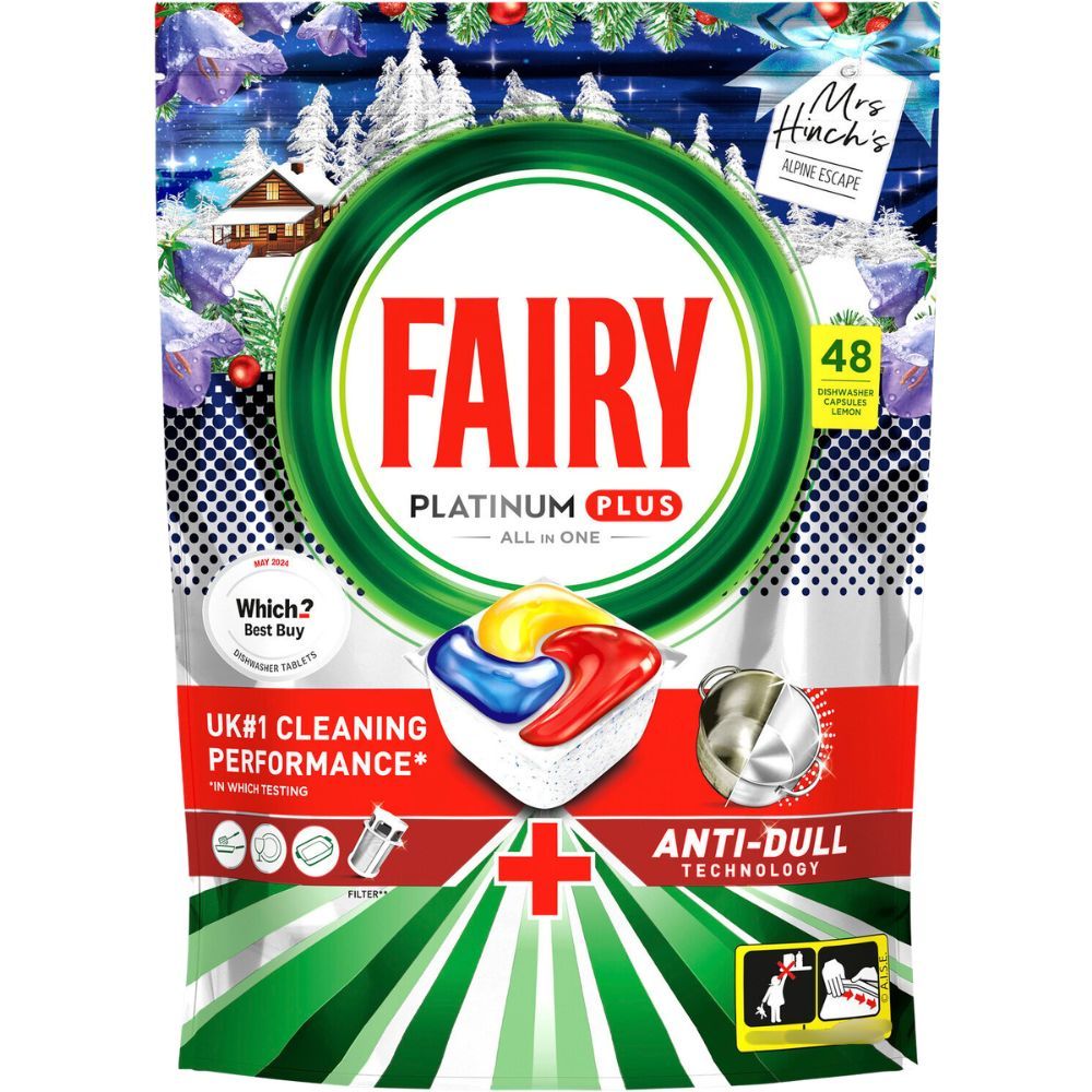 Fairy Platinum Plus All-in-One Lemon Dishwasher Capsules – 48 Washes - Deep Clean & Anti-Dull Shine