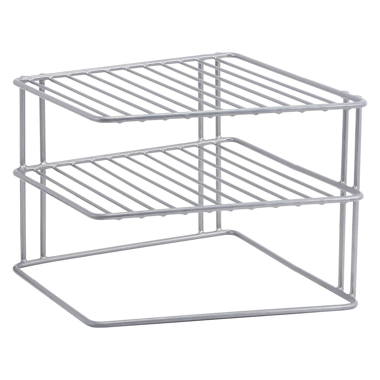 Premium 3 Tier Corner Plate & Bowl Storage Rack Cupboard Shelf Insert Organiser Space Saver Kitchen Stand Holder (Grey)