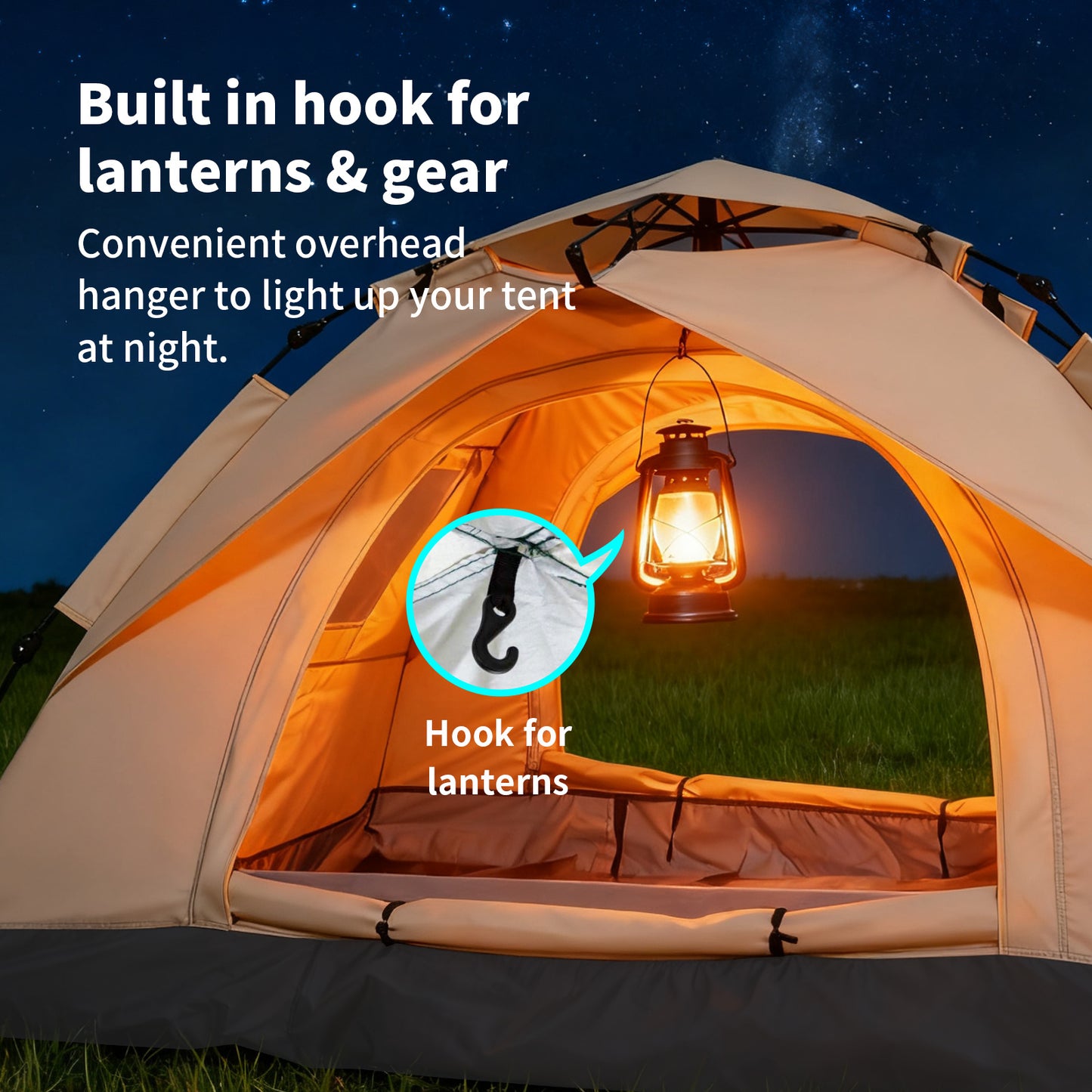 2-3 Persons Instant Auto Up Large Camping Tent Outdoor Shelter Divided Curtain for Separated Room Portable with carrying Bag for All Seasons