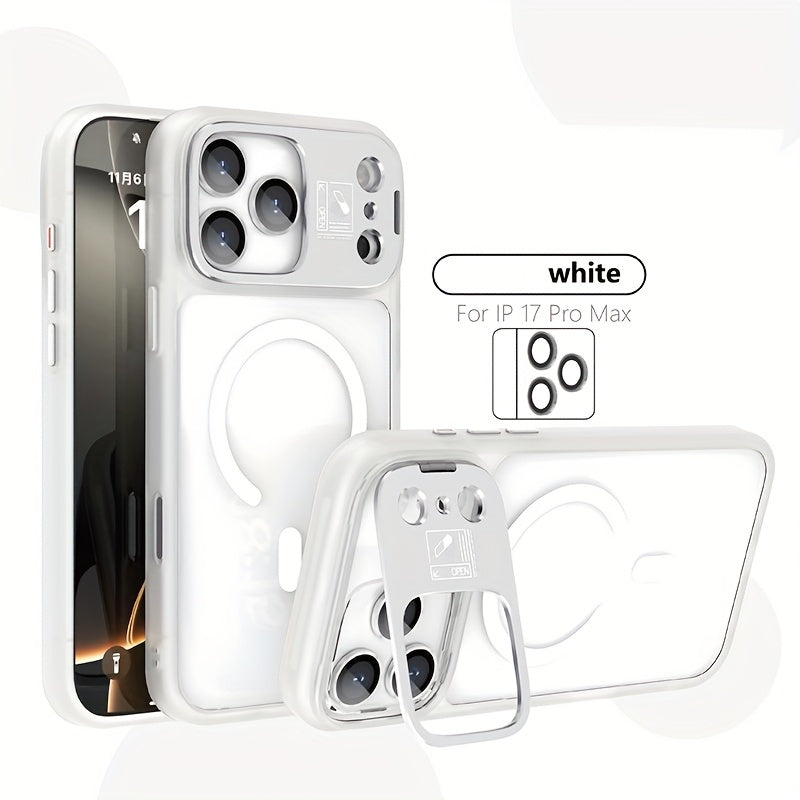 Phone Case: Magnetic Foldable Invisible Bracket Phone Case with Lens Protection Film for iPhone 17 16 15 14 13 12 11 Pro Max 17Air Wireless Charging Cover Fall Resistant Protective Case