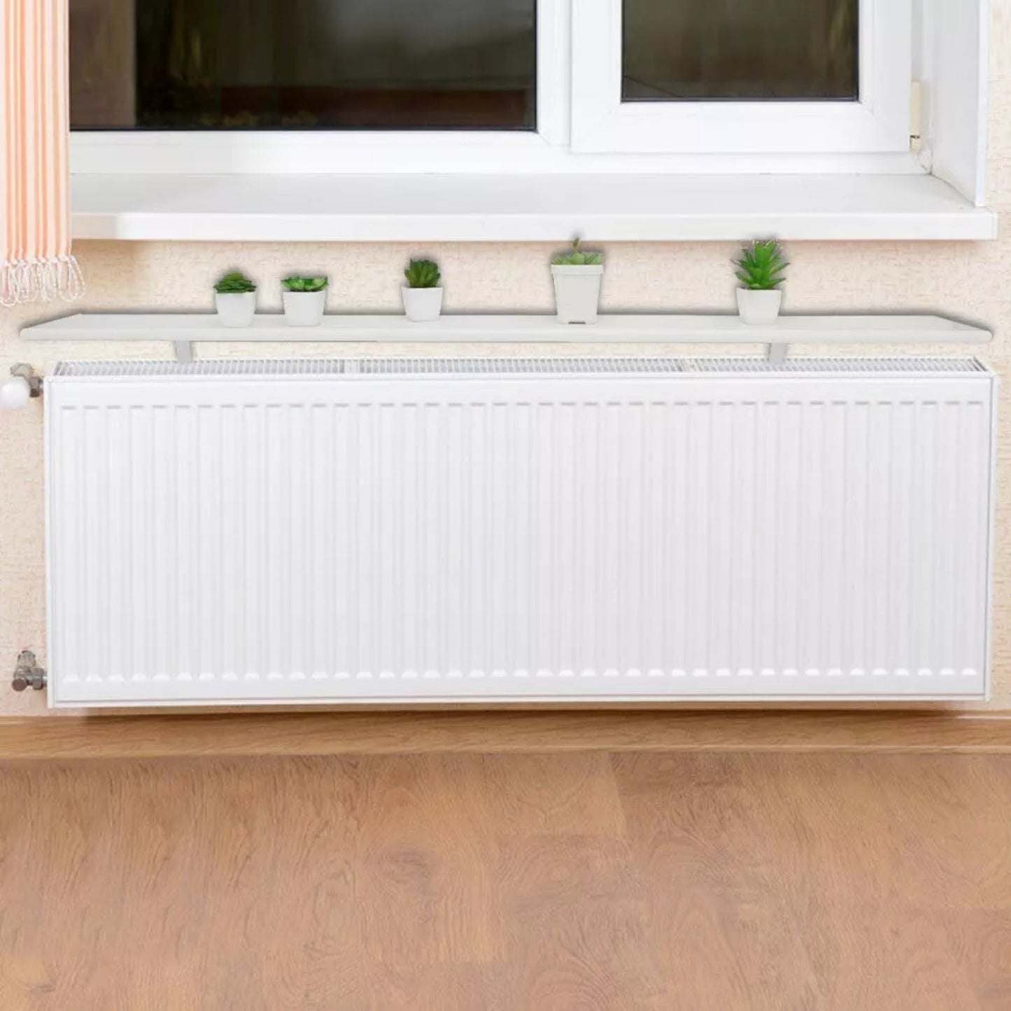 90cm White Radiator Shelves, Including Easy Fit Brackets Shelf sizes