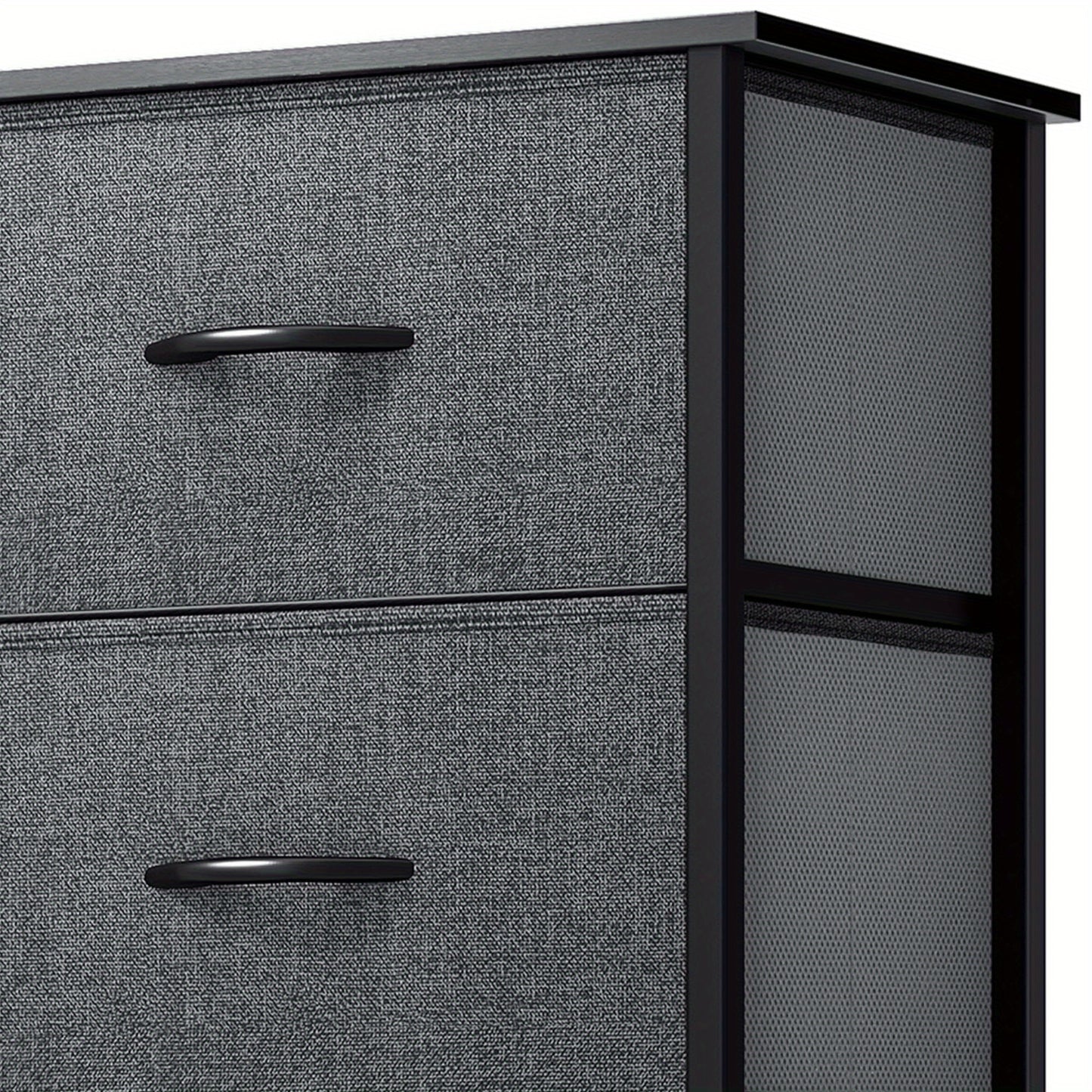 8 Drawers Dresser, Bedroom Dresser, Fabric Dresser with Wood Top, Drawer Storage Unit for Bedroom, Living Room, Black Gray