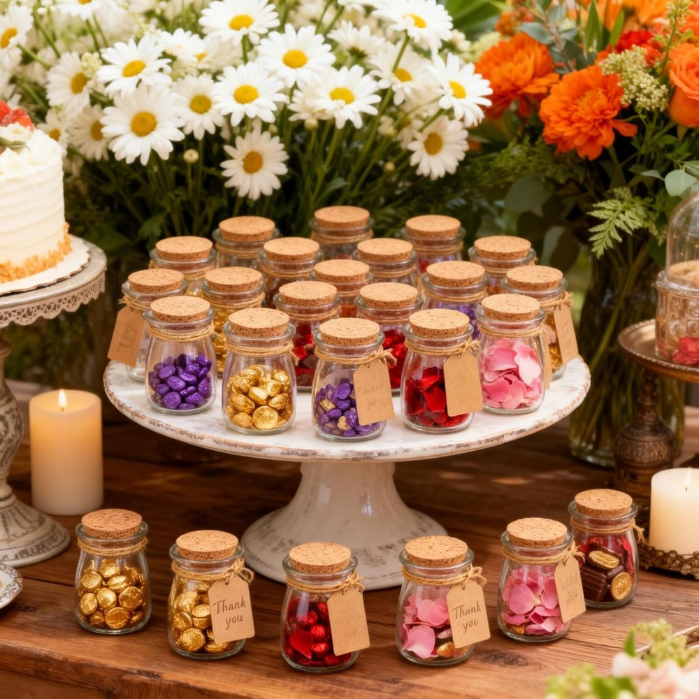 40pcs small glass jars, 200ml/7oz clear medicine bottles, suitable for weddings, party favors, spice storage, bath salts, etc. - Mini containers