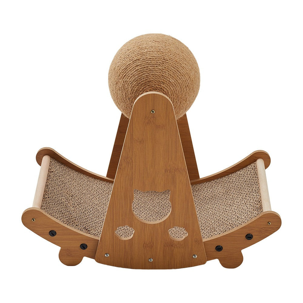 Cat Ball Scratcher with Solid Wood Stand Sisal Interactive Climbing Frame Scratching Post for Indoor Cats Kittens Furniture Protector Fun Exercise