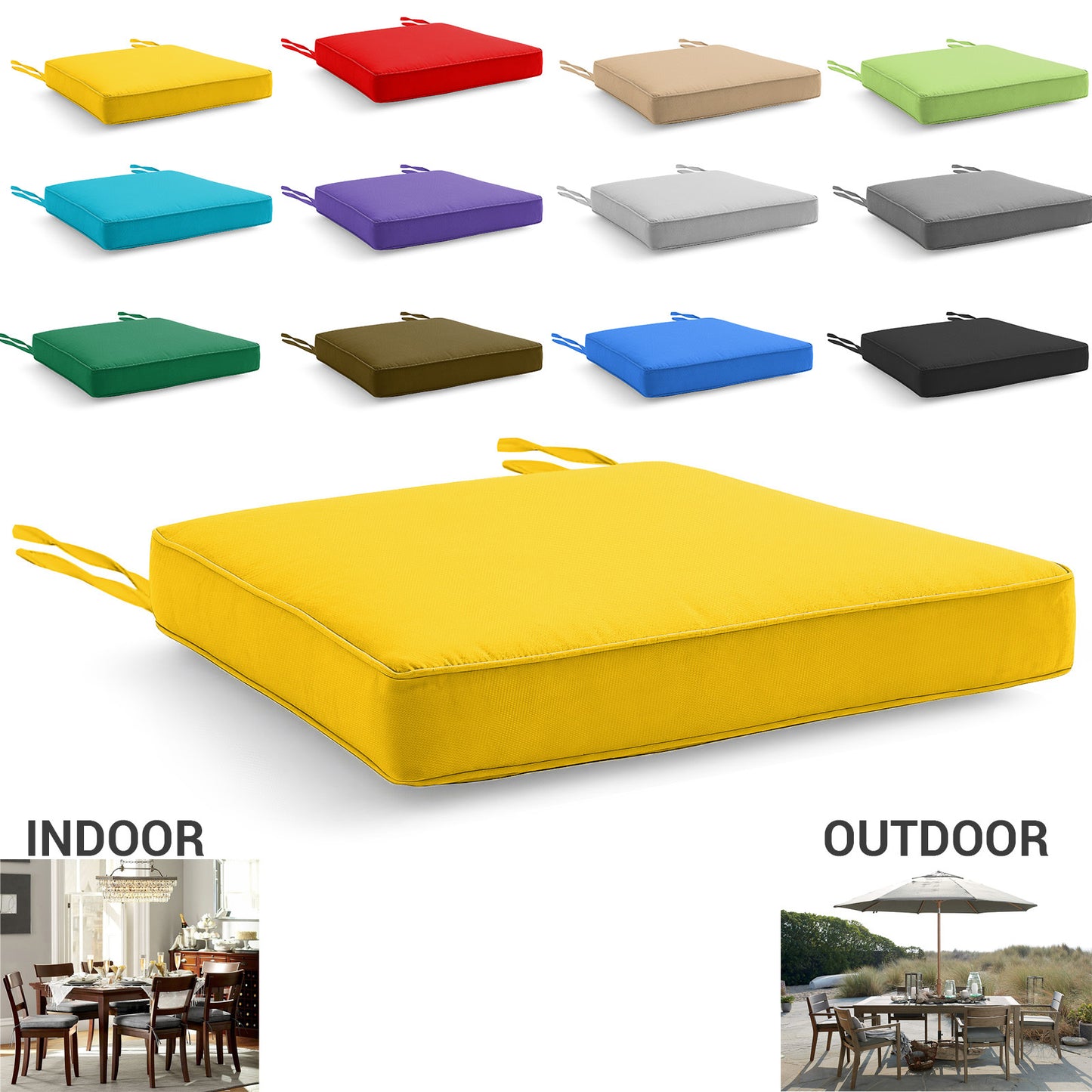 Chair Cushions with Ties for Indoor & Outdoor Use – Comfortable Seat Pads for Dining Chairs, Garden, Patio, Balcony & Café Furniture – Durable Polyester Fabric, Soft Support & Easy Care Design