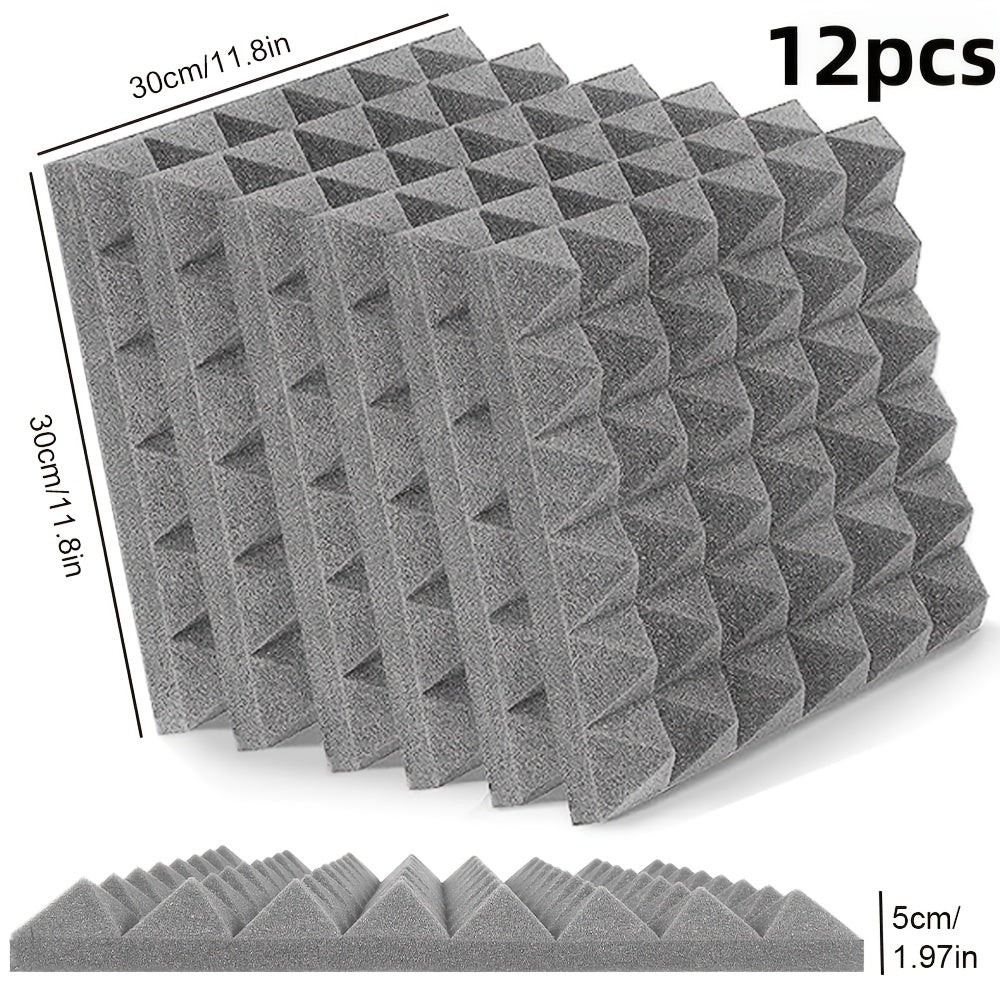 12pcs Pyramid Soundproof Black Soundproof Soundproof Foam Board Is Suitable for Meeting Rooms, Recording Studios, Dance Studios, Bedroom Walls and Ceilings, Home Theaters, Game Rooms, Etc.