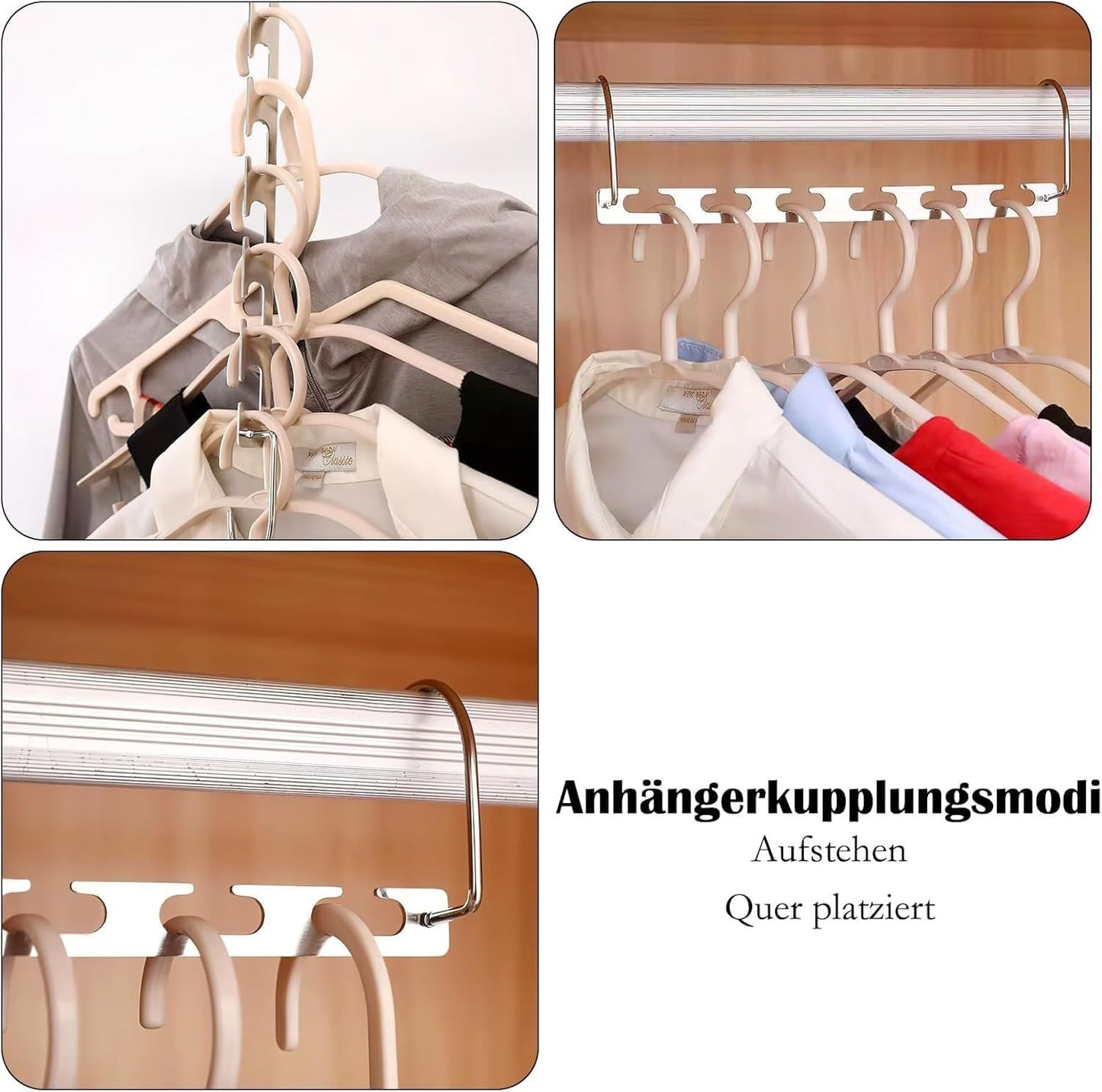 Space Saver Hanger 6-Pack - Silver Metal Magic Closet Organizer Hook, Holds 6 Garments, Up to 50kg, for Efficient Wardrobe Storage
