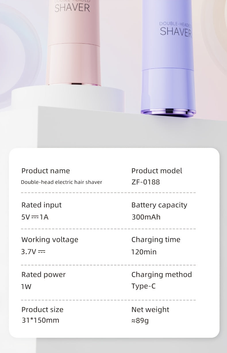 Women'S Double-Headed Shaver; Full Body Hair Removal Machine Home Use Travel Razor 2-In-1 Electric Shaver Suitable for Bikini, Eyebrows, And Armpits; Dry And Wet Trimmer Rechargeable, Cordless - Painless Hair Removal; Gentle And Light Beige-Friendly
