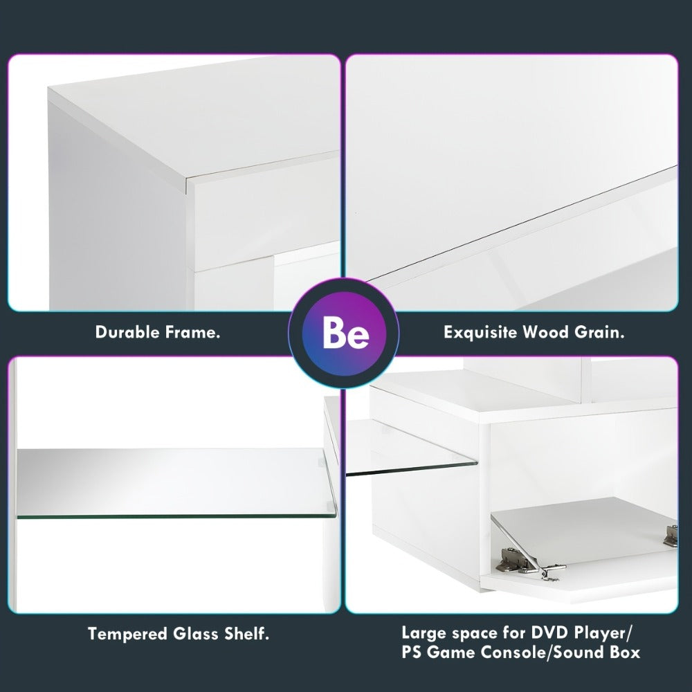 white frame and glass shelf details