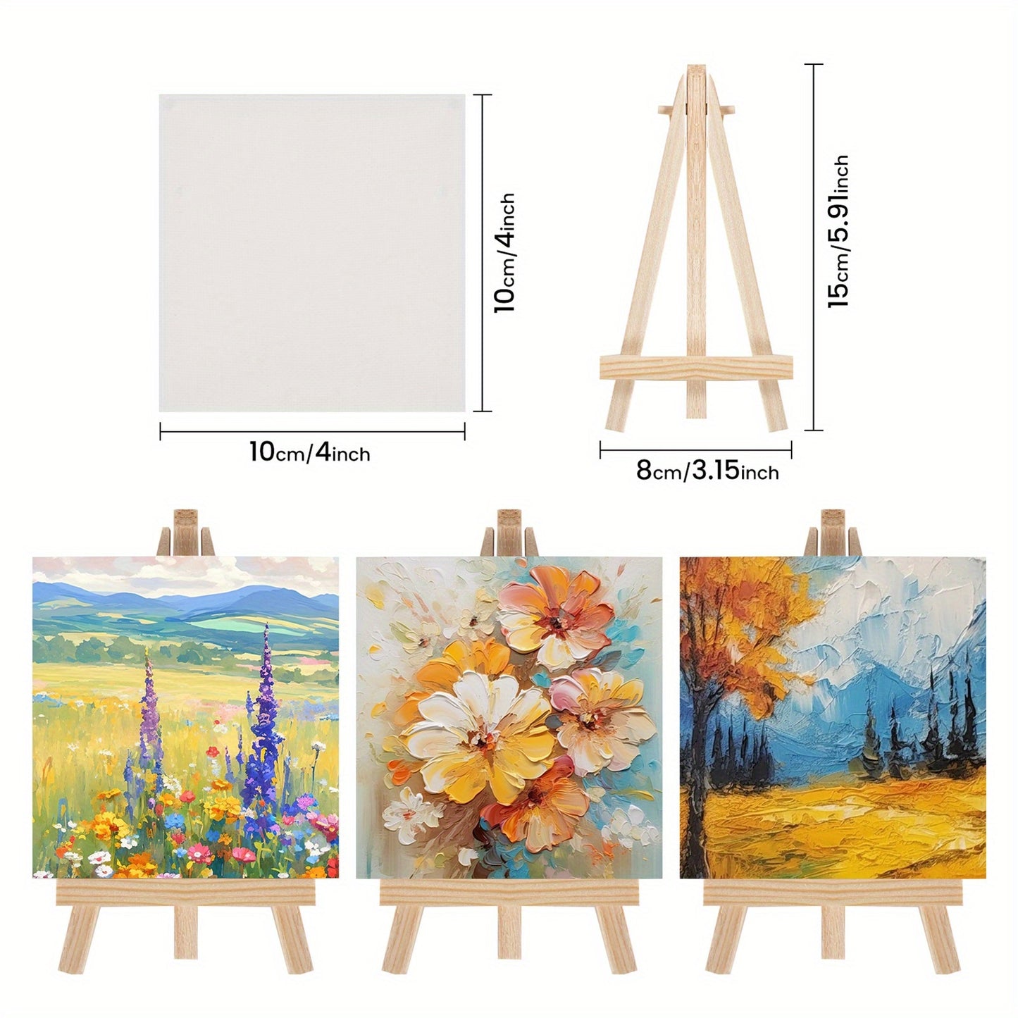 12pcs 10X10Cm Mini Canvas Art Boards & Easels & Brushes Sets Canvases Boards