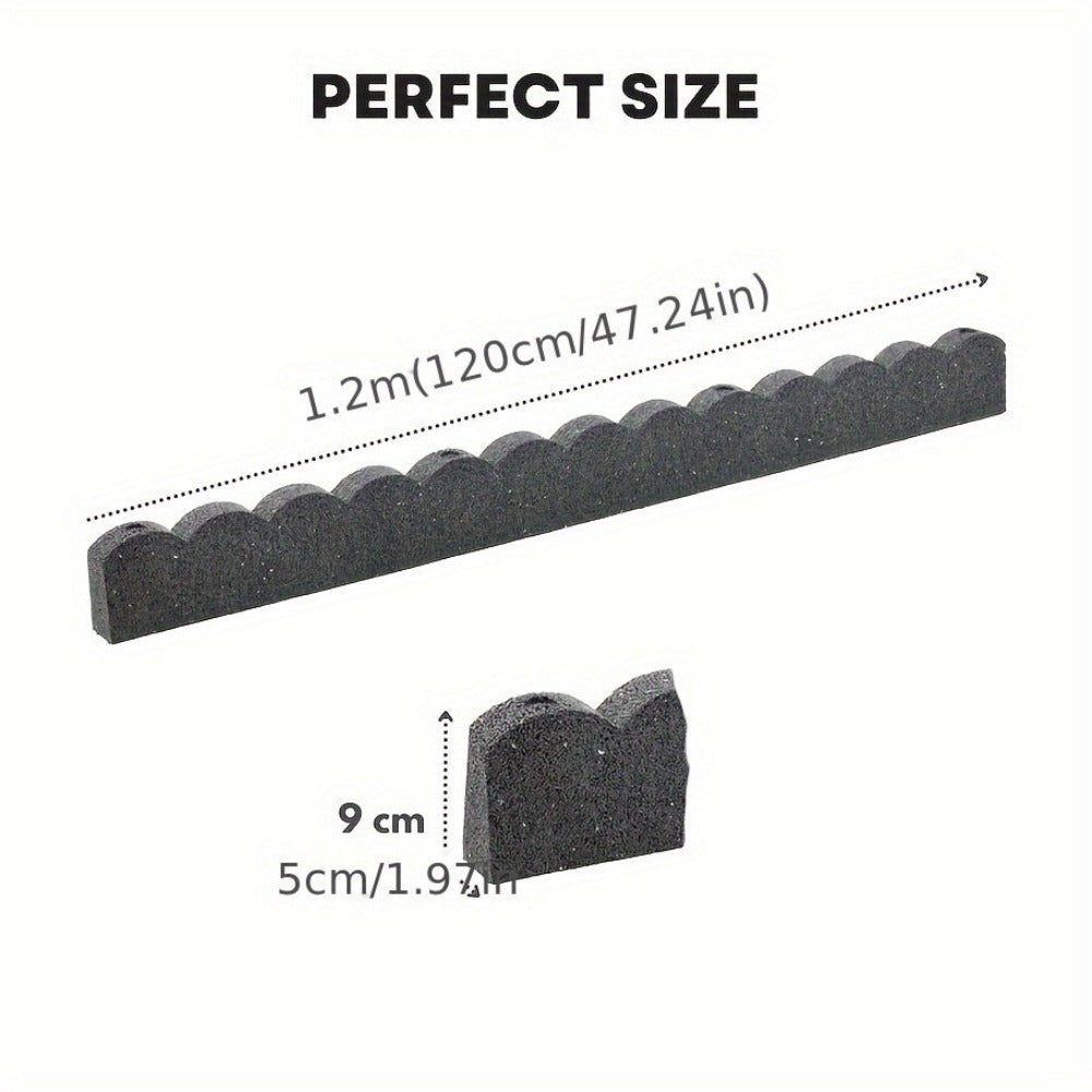 Rubber Garden Border Flexible Scalloped Edging 120cm Curved Lawn Flower Bed Path Separator Durable Weatherproof