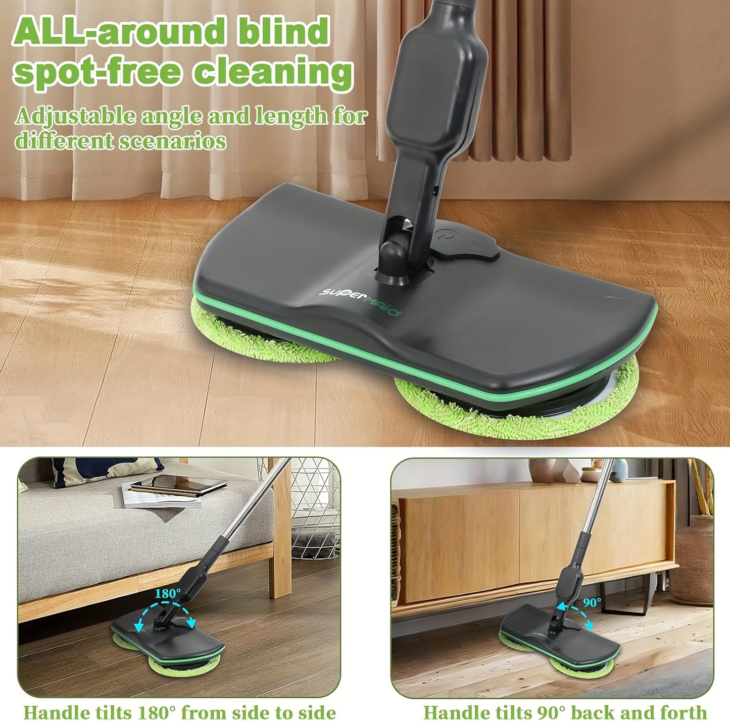 Cordless Electric Mop, Floor Cleaning Electric Mop, Electric Cordless Floor Cleaner Scrubber Sweeper Polisher Mop Set