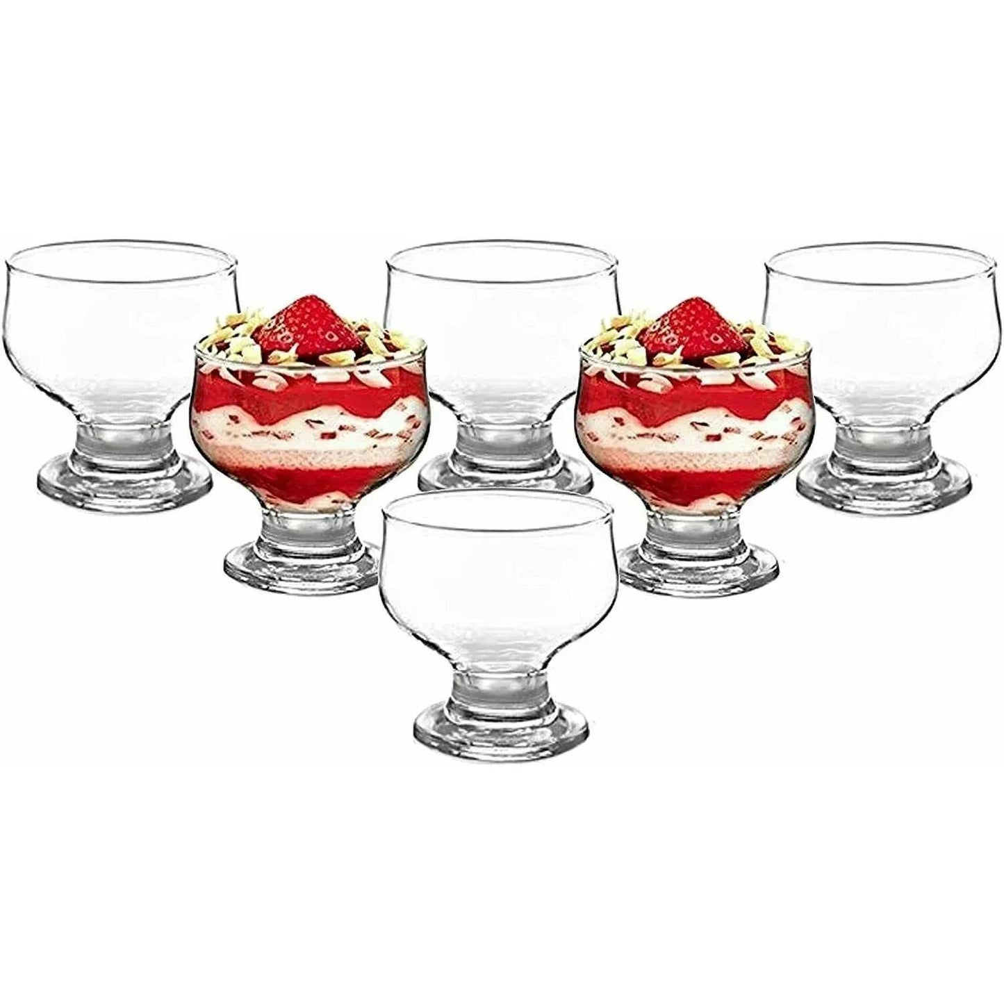Glass Dessert Bowls Sundae Ice Cream Set of 6 Short Stemmed Tulip Prawn Cocktail Glasses Fruit Salads Pudding Dishes Footed Dessert Sundae Cocktail Bowls