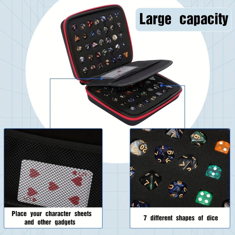Hard Carrying Case for Dungeons & Dragons RPG Board Games Dice Package EVA 70 Hole Dice Bag with Partition for D&D Portable Bag (Only Bag)