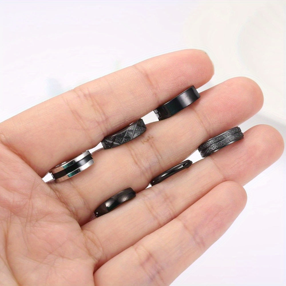 6 Pairs Men Earrings Hoops Huggie Earrings Set 316L Stainless Steel Earrings Classic Small Hoop Earrings Helix Earrings Piercing Jewellery Sleeper Earrings Black Hoop Earrings for Men Women