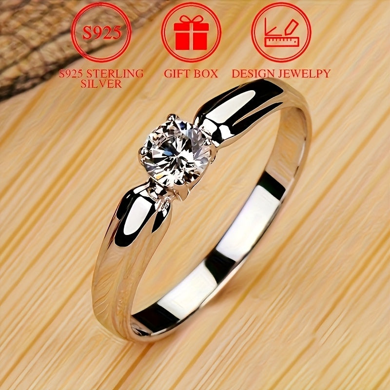 Classic 925 Sterling Silver Ring - EngaSynthetic Gemstoneent Wedding Ring - For Female - Suitable for Banquet Party Official Occasions - Anniversary Gifts (2.6g)