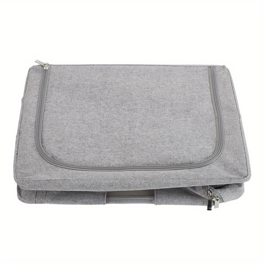 66L Foldable Storage Box with Clear Windows - Extra Thick Cotton Linen Fabric Organizer Bins | Space-Saving Stackable Design for Clothes, Blankets & Bedding Storage (Zipper Closure, Wardrobe Essential)