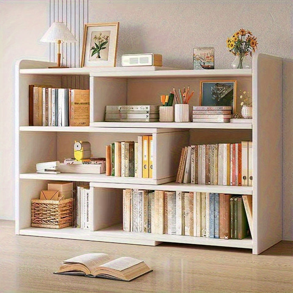 Multi-layer Desktop Storage Rack, Dormitory Office Cosmetic Stationery Book Storage And Bookcase Finishing Rack, Expandable Bookshelf, Space Saving, Backless