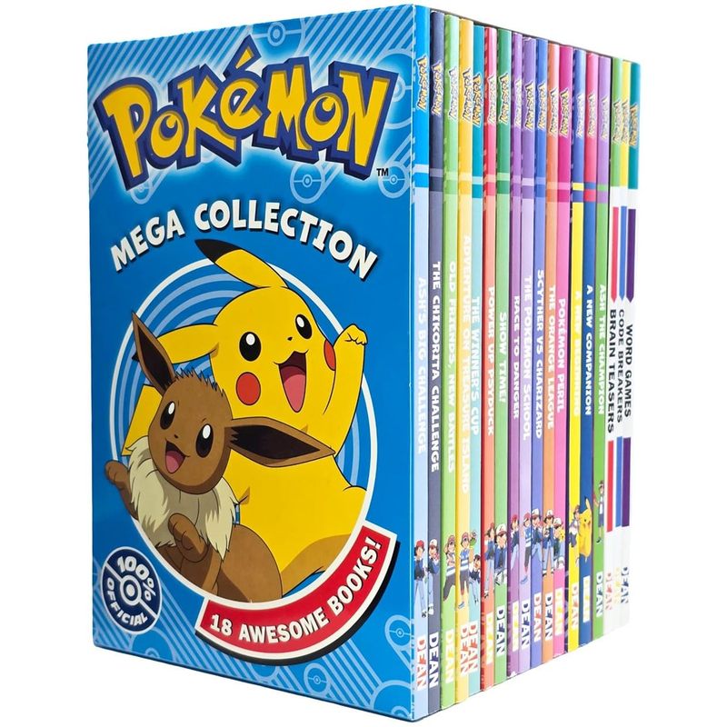 Pokemon Mega Collection 18 Books Box Set (Word Games, Code Breakers, Brain Teasers, Ash The Champion, A New Companion, A New Beginning, Pokemon Peril, The Orange League, Show Time! & 9 more...)