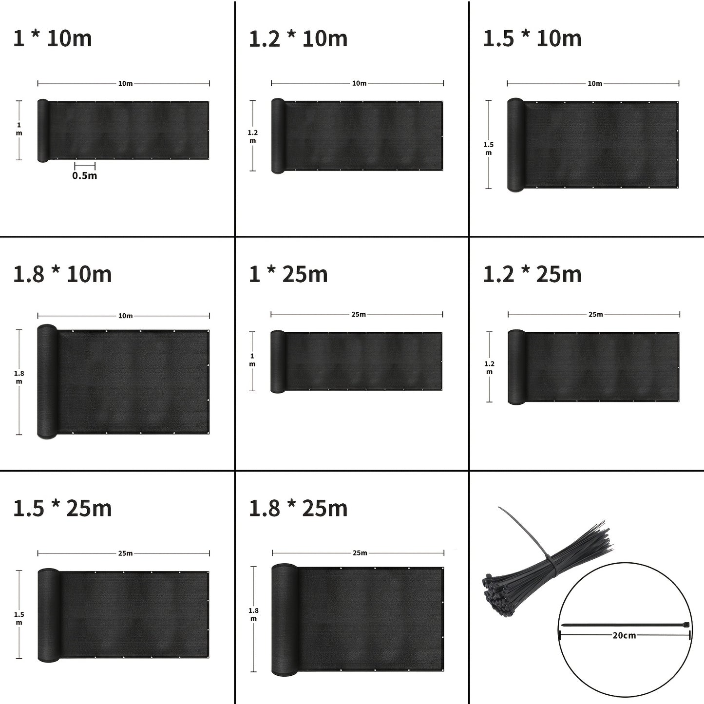 Privacy Fence Wall Screen Privacy Netting Shading Net Windbreak Fencing with Holes and Cable Ties UV Protection Decoration for Patio Garden Balcony Decor, Green/Anthracite, 1x10/1. 2x10/1. 5x10/1. 8x10/2x10m