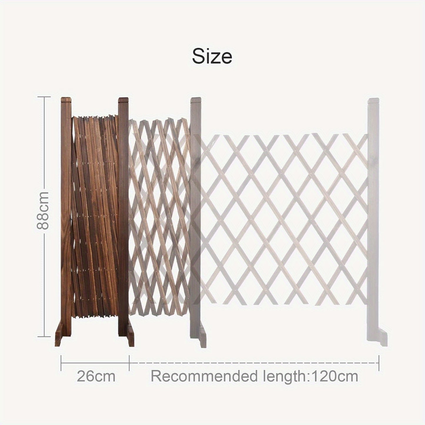 Garden Fence Gate Expanding Trellis Retractable Gate Expanding Fence Freestanding Wooden Trellis Fence Garden Screen Plant Pet Dog Safety Fence 88cm Height 26-146cm