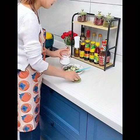 2 Tier Coffee Bar Organizer Countertop Station Rack for Kitchen, Spice Rack, Multi- functional Mug Holder Display Stand, Accessory Storage Shelf with Hooks, Black