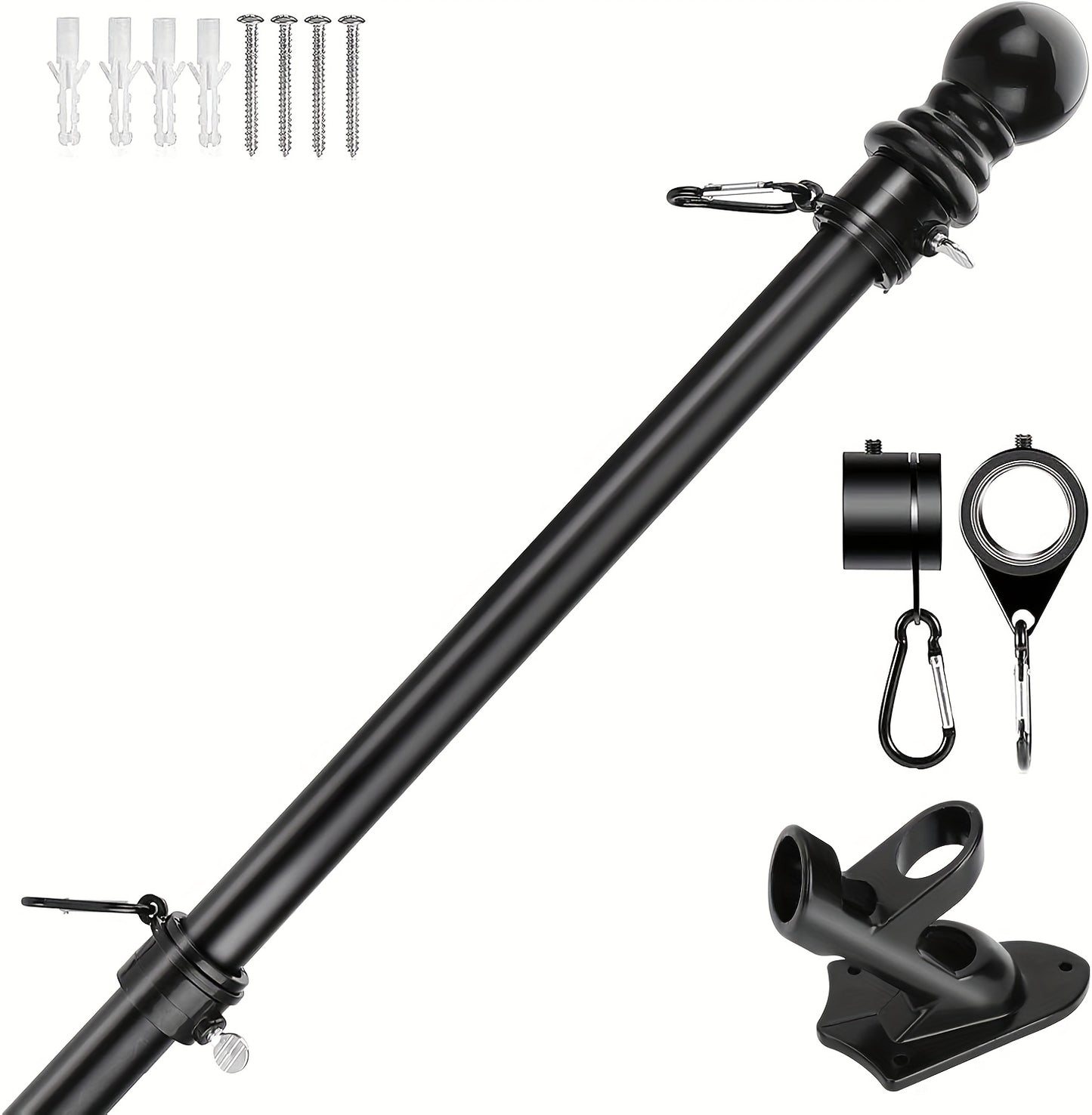 Wall Mounted Mount Telescopic Flag Pole Top Golden Ball Aluminum Flagpole UK