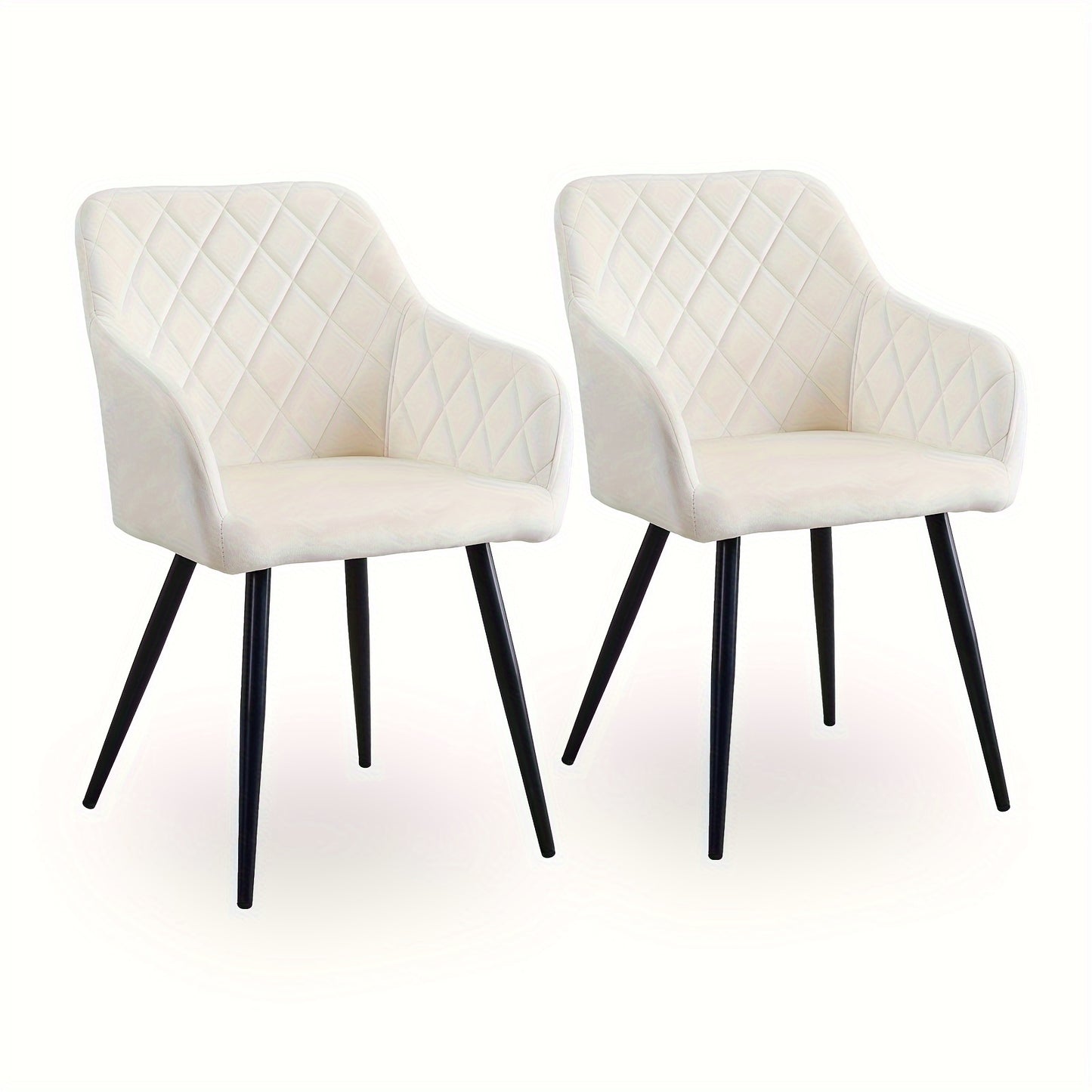 Velvet Dining Chairs Set of 2 or 4, Upholstered Accent Chair with Arms & Metal Legs, Occasional Lounge Chair for Living Room Bedroom Reception