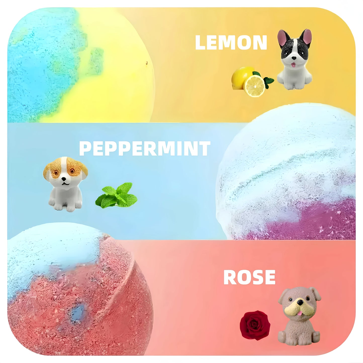 Mooli Fizza 4/6pcs Random Bath Bomb Gift Bag with Surprise Puppy Inside, 3 Styles Selected at Random, Bubble Bath Bombs for