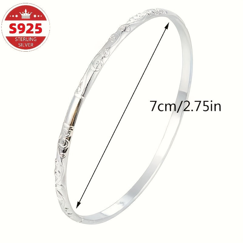 S925 Sterling Silver 5pcs Thin Ring Carved Bracelet Women'S Niche Design Sense Multi-Ring Stackable Anti-Allergic Light Luxury Temperament Hand Jewelry