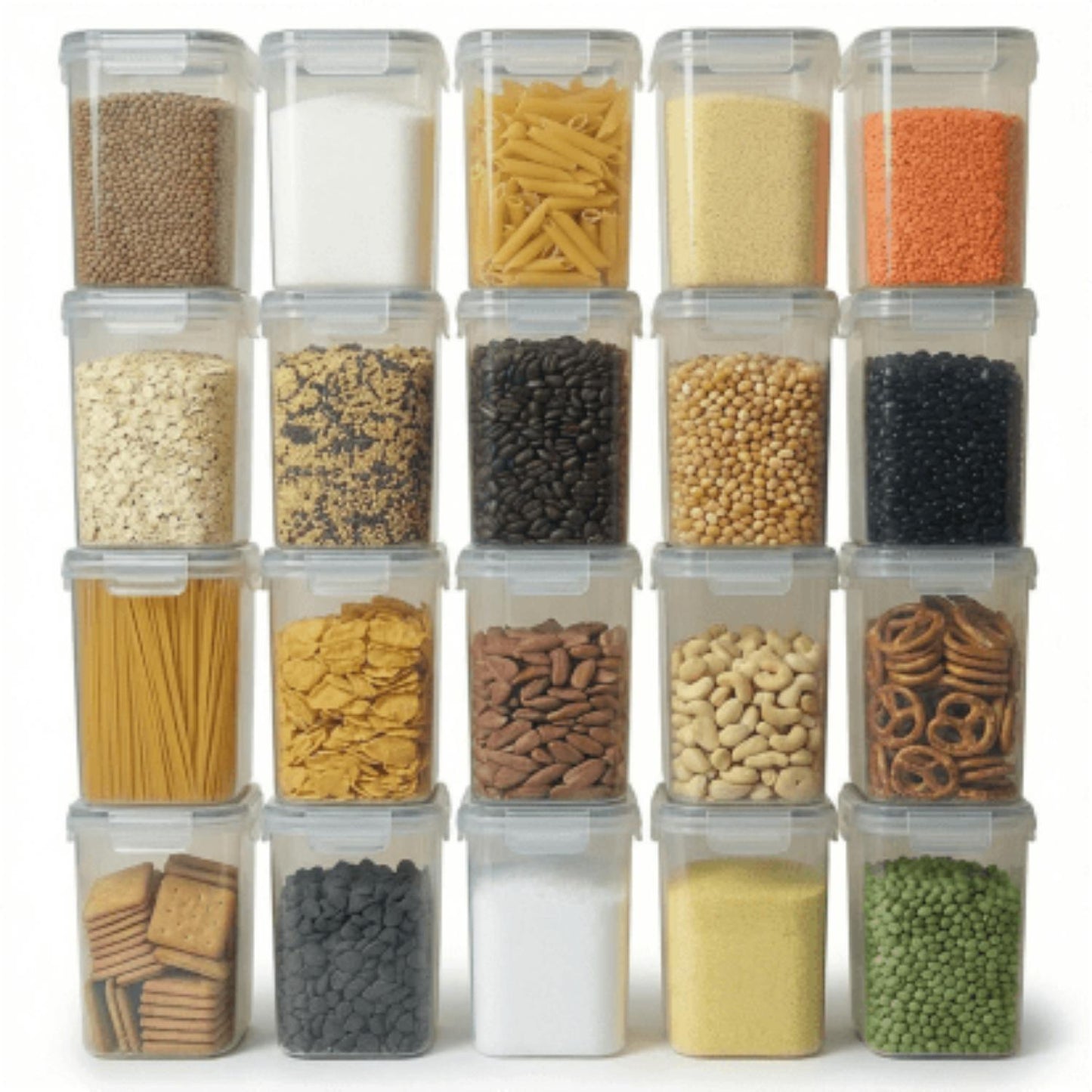 AEX Airtight Food Storage Containers with Lid Kitchen Storage Boxes for Dry Food Pantry Organisation Stackable Design Multiple Size Options (Set of 4/5/10/20/30)