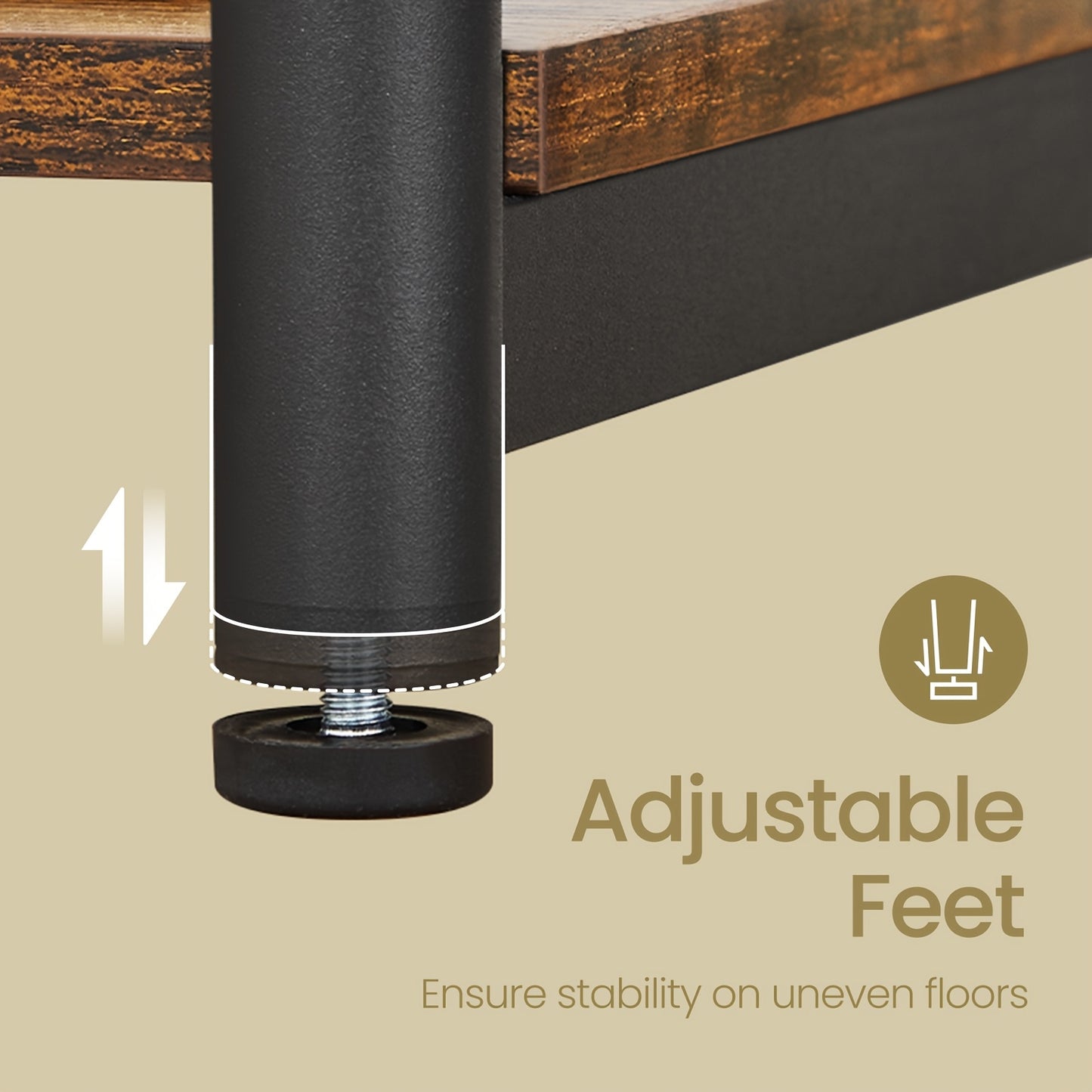 Compact Modern Rustic Tall Nightstand with Small Tabletop & Sturdy /Plywood - Rustic Brown & Ink Black End Table Suitable for Bedroom, Living Room, Office, Bathroom - Space-Saving, Assembly