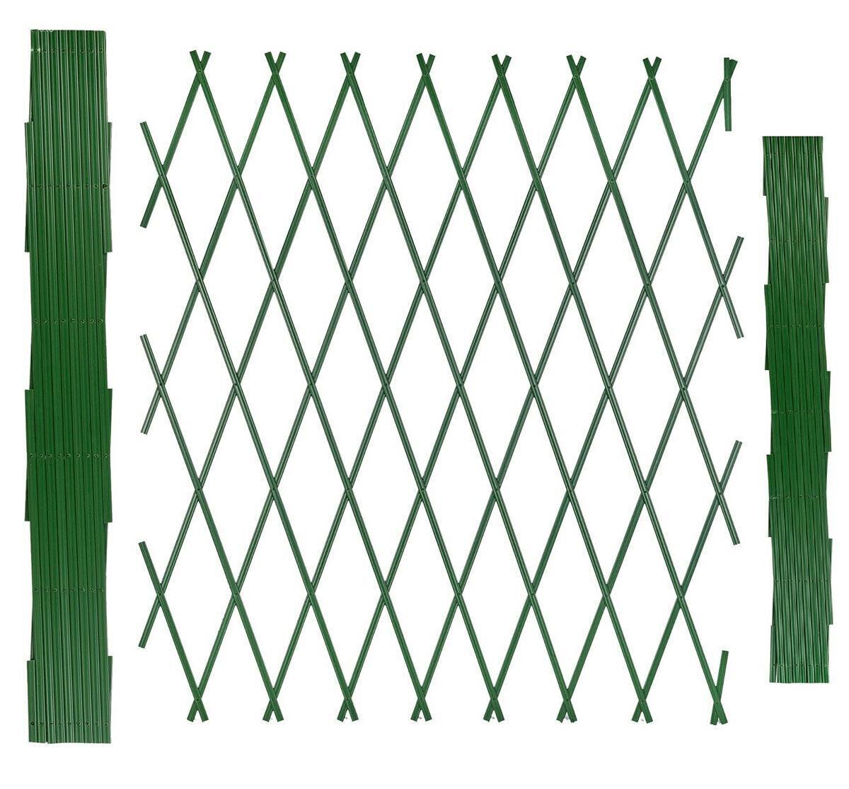 Set of 3 Expanding Green Plastic Wall Foldable Trellis Fence 180 x 46cm, 180 x 90cm