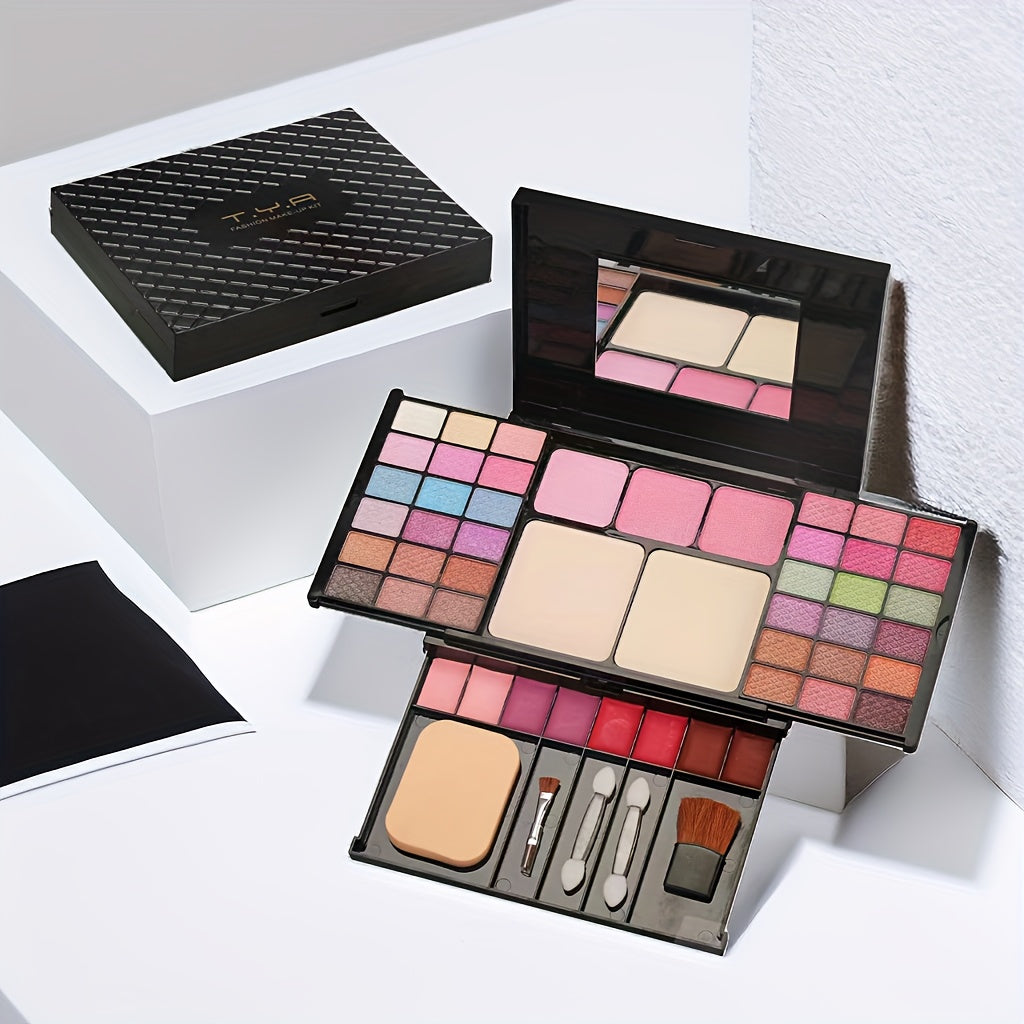 All-in-one Multifunctional Makeup Kit, Featuring 49-shade Eyeshadow Palette, Waterproof Nude Lipstick, Blush, and Setting Powder. The Complete Makeup Set Includes 36 Eyeshadow Shades + 3 Blush Shades + 2 Powder Shades + 8 Lip Gloss Shades