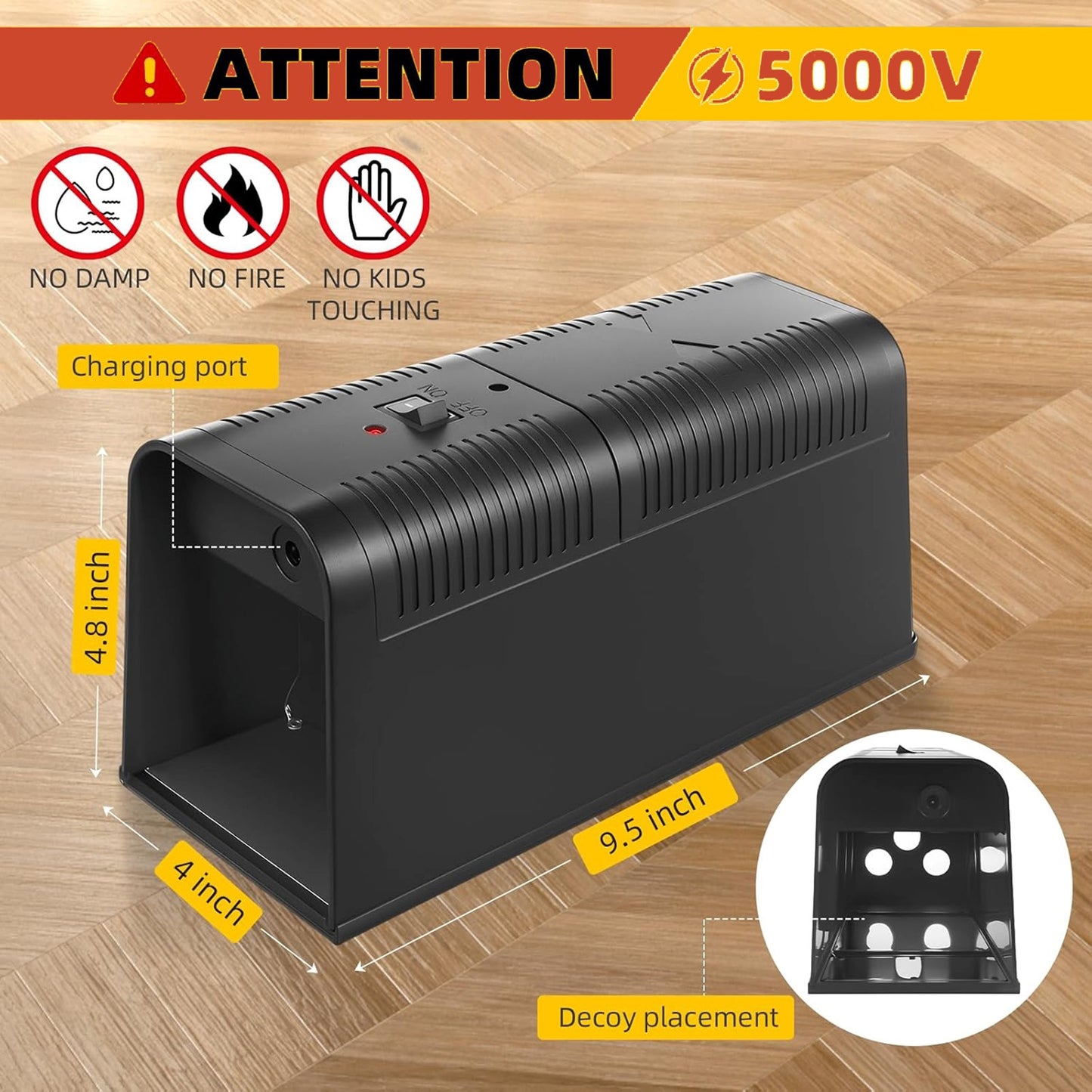 Electronic Mouse Trap Mice Rat Killer Pest Control Electric Shock Rodent Zapper