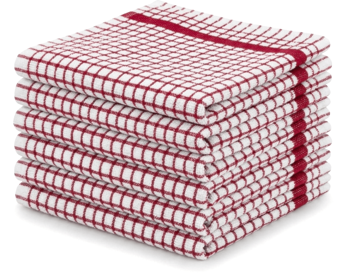 Pack of 6 Large Tea Towels 40x60cm – 100% Cotton Luxury Check Soft Kitchen Towels – Highly Absorbent Dish Cloths – Durable Washable Tea Towels for Drying Dishes, Cleaning, Cooking, Household, Restaurant, Bar, Café, Catering, Commercial & Professional Kitc