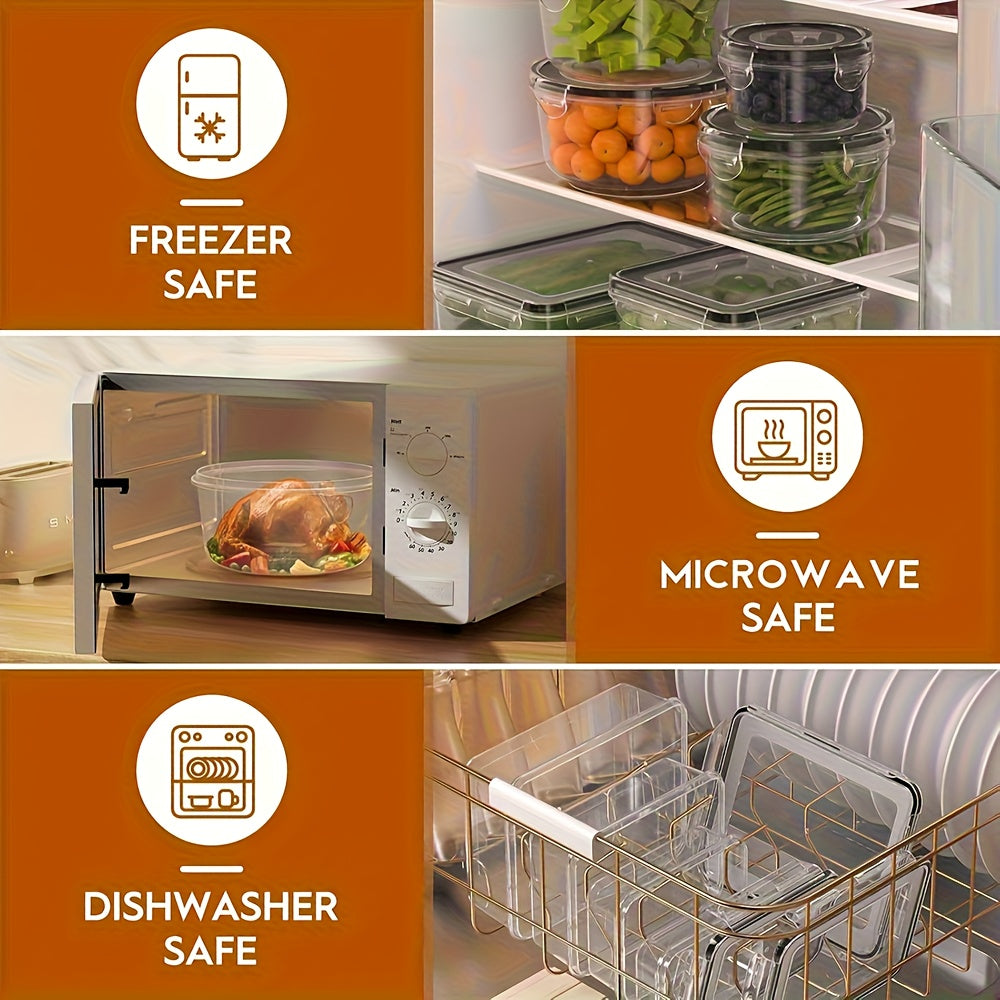 50pcs Food Storage Container Set - Kitchen Storage Containers with Easy-To-Secure Lids (24 Lids And 24 Containers And Stickers And Pen) - Sealed Plastic Containers for Kitchen Organizing, Travel, Outdoor Picnics, Includes Labels And Markings