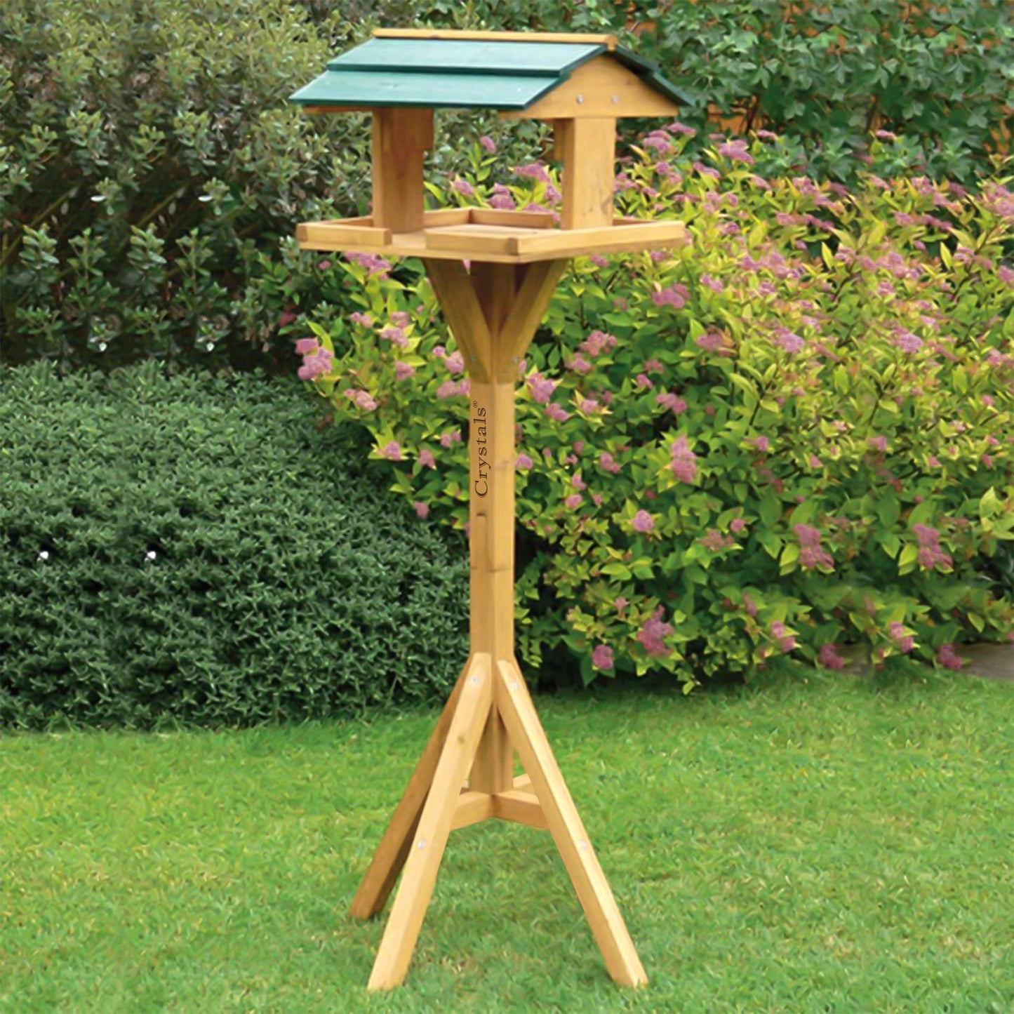 Wooden Bird Table Feeding Station - Heavy Duty Wood Bird Feeder Table for Outdoor Garden - Complete Wild Free Standing Bird Food House