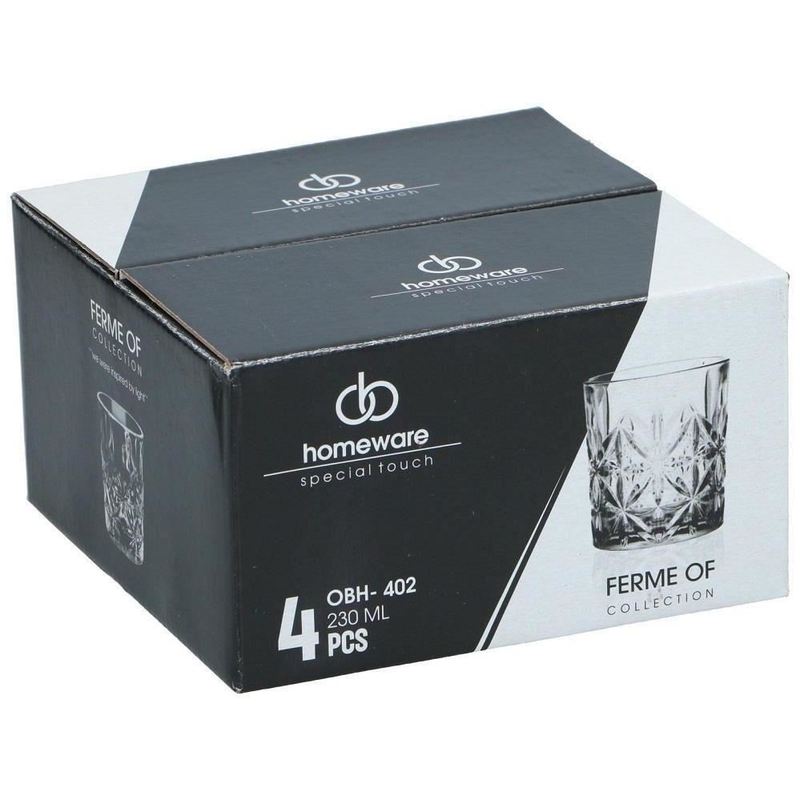 Homeware Glass Set 4pcs 230ml Elegant Drinking Glasses for Any Occasion Drinkware Clear